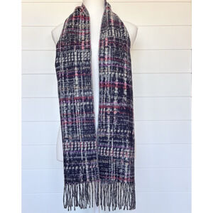 Cashmink Abstract Plaid Fringe Scarf Wrap Purple Pink Cream Navy Soft Germany
